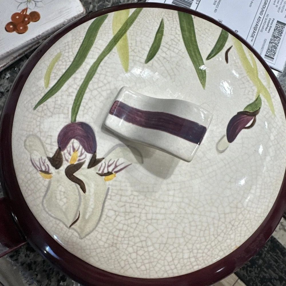 Red Wing Pottery Brown  Lotus Covered Casserole